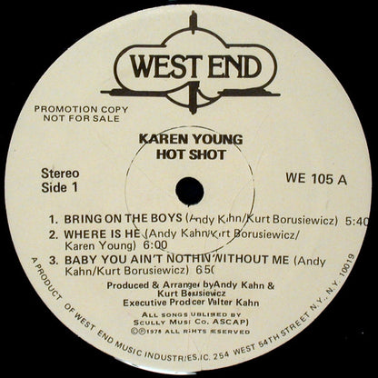 Karen Young : Hot Shot (LP, Album, Promo)