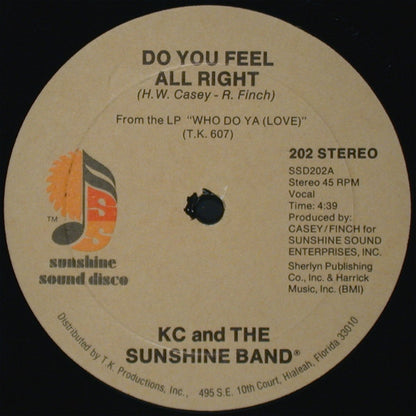 KC & The Sunshine Band : Do You Feel All Right / I Will Love You Tomorrow (12", Single, Ltd, Num)