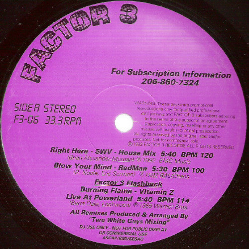 Various : Factor 3 #6 (12", Comp, Pur)