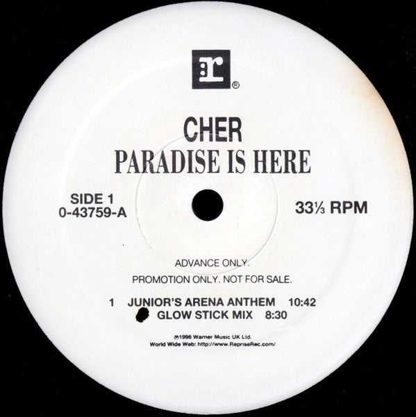 Cher : Paradise Is Here (12", Advance, Promo)