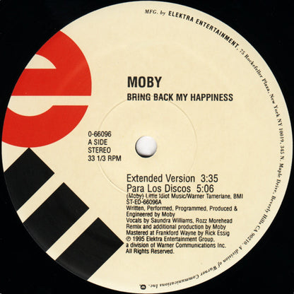 Moby : Bring Back My Happiness (12")