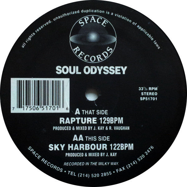Soul Odyssey : Rapture / Sky Harbour (12")