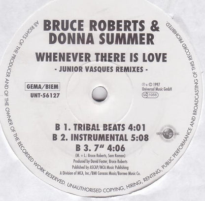 Bruce Roberts & Donna Summer : Whenever There Is Love - Junior Vasques Remixes (12")