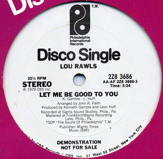 Lou Rawls : Let Me Be Good To You (12", Promo)