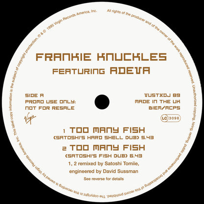 Frankie Knuckles featuring Adeva : Too Many Fish (12", Promo)