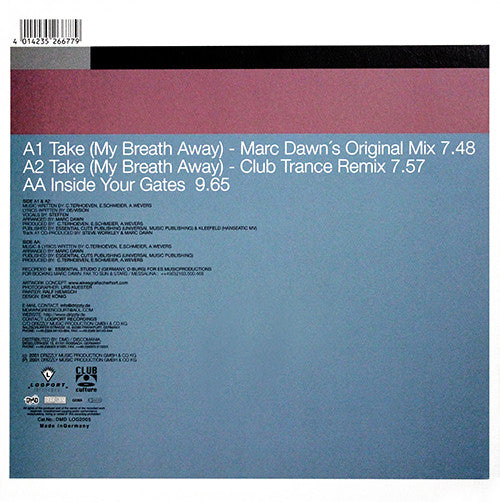 Green Court Feat. De/Vision : Take (My Breath Away) / Inside Your Gates (12")
