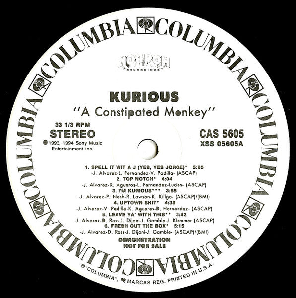 Kurious : A Constipated Monkey (LP, Album, Promo)
