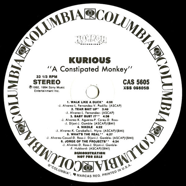 Kurious : A Constipated Monkey (LP, Album, Promo)