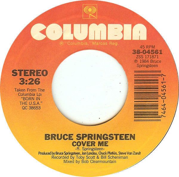 Bruce Springsteen : Cover Me (7", Single, Styrene, Pit)