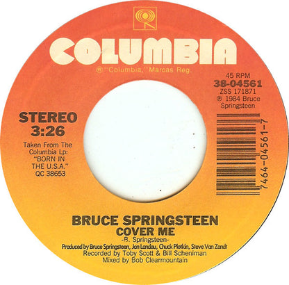 Bruce Springsteen : Cover Me (7", Single, Styrene, Pit)