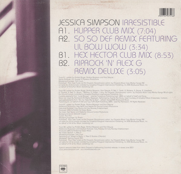 Jessica Simpson : Irresistible (12", Mixed)