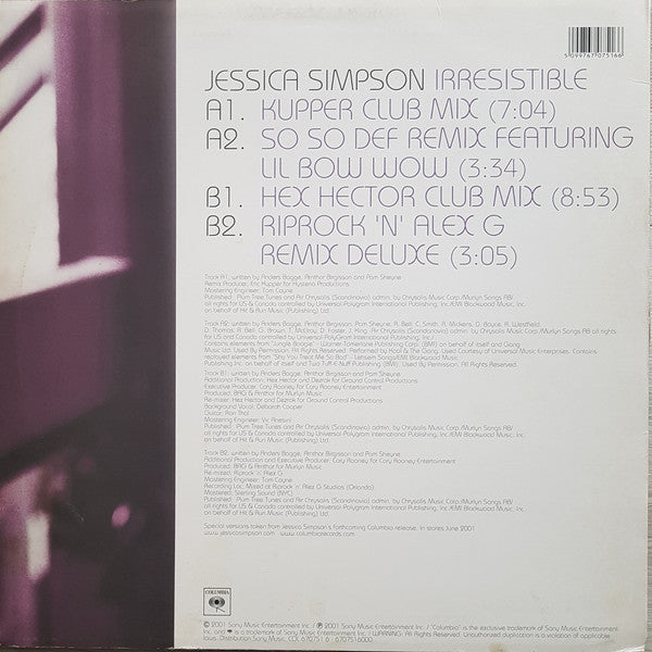 Jessica Simpson : Irresistible (12", Mixed)