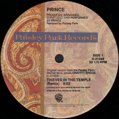 Prince : Thieves In The Temple (12" Remixes) (12", Maxi, Spe)