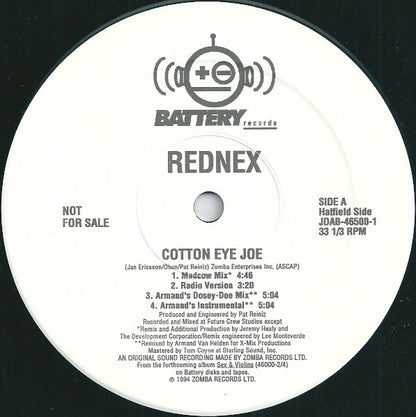 Rednex : Cotton Eye Joe (12", Single, Promo)