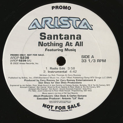 Santana Featuring Musiq* : Nothing At All (12", Promo)