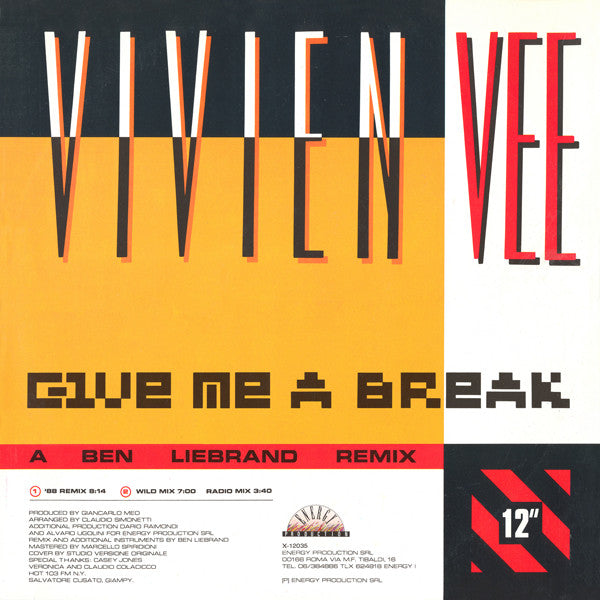 Vivien Vee : Give Me A Break (Ben Liebrand Remixes) (12")
