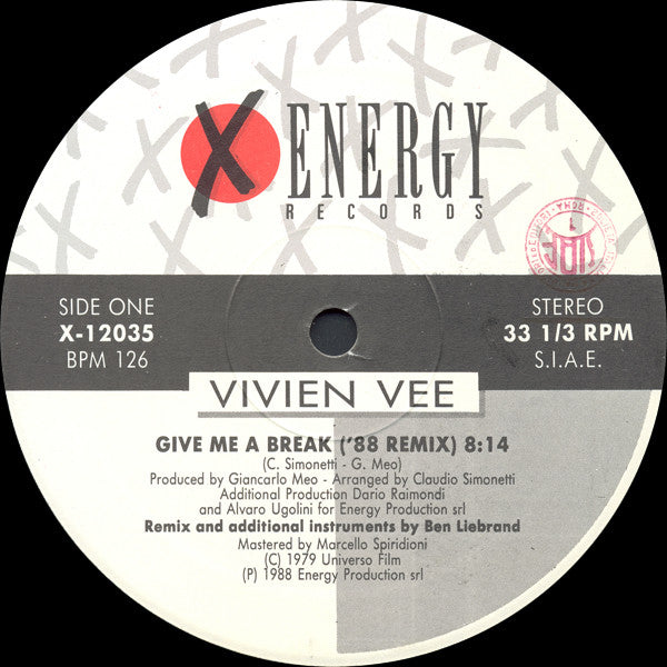 Vivien Vee : Give Me A Break (Ben Liebrand Remixes) (12")