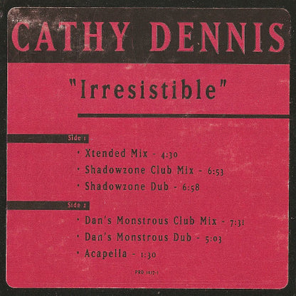 Cathy Dennis : Irresistible (12", Promo)