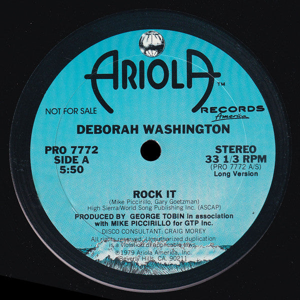 Deborah Washington : Rock It (12", Single, Ltd, Promo)