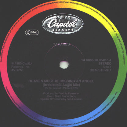 Tavares : Heaven Must Be Missing An Angel (Special 12" Version) (12", Single)