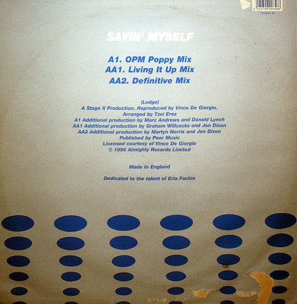 Eria Fachin : Savin' Myself - The Remixes (12")