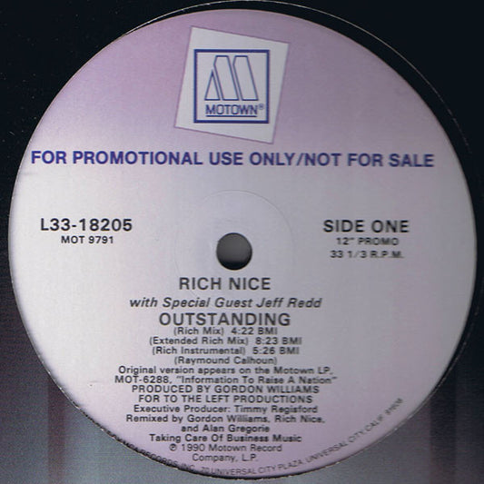 Rich Nice With Special Guest Jeff Redd : Outstanding (12", Promo)