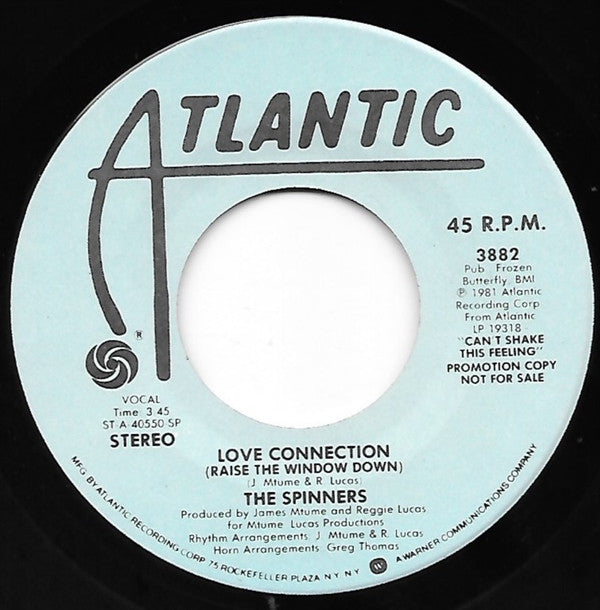 The Spinners* : Love Connection (Raise The Window Down) (7", Single, Mono, Promo, SP)