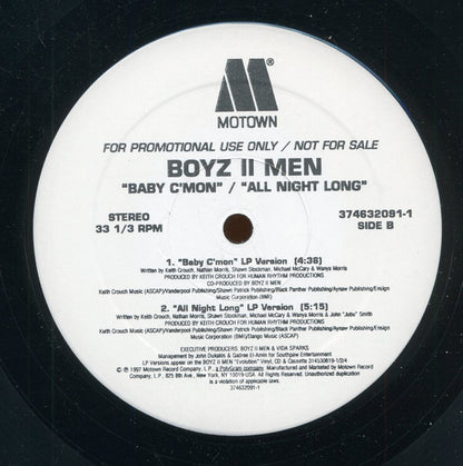Boyz II Men : Can't Let Her Go (12", Maxi, Promo)