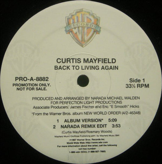 Curtis Mayfield : Back To Living Again (12", Maxi, Promo)
