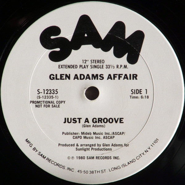 Glen Adams Affair : Just A Groove (12", Single, Promo)