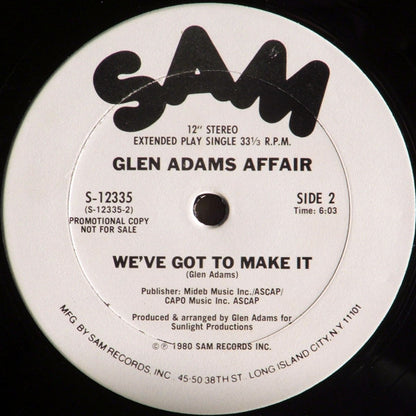 Glen Adams Affair : Just A Groove (12", Single, Promo)
