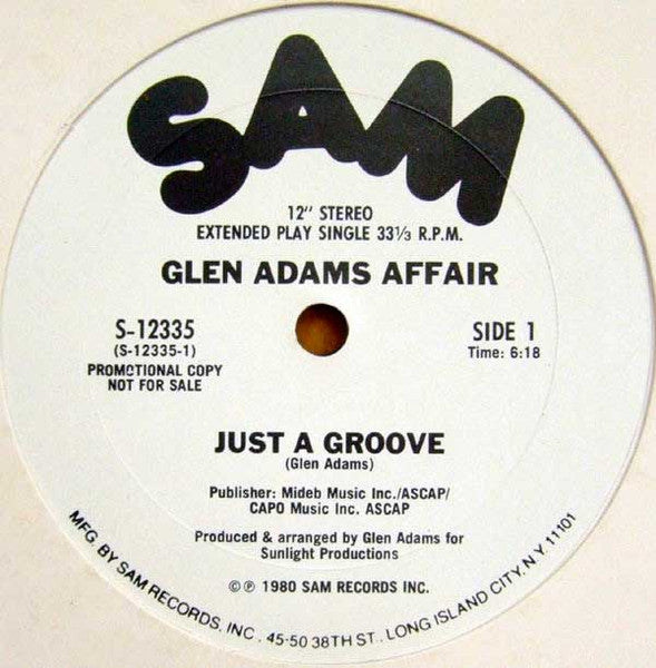 Glen Adams Affair : Just A Groove (12", Single, Promo)