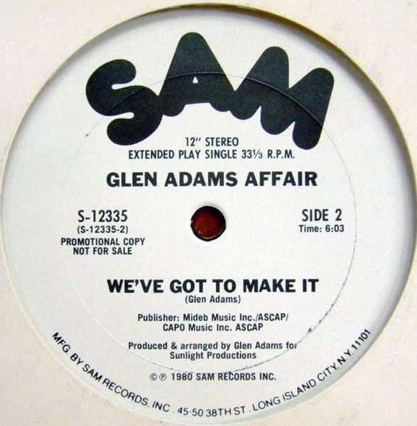 Glen Adams Affair : Just A Groove (12", Single, Promo)