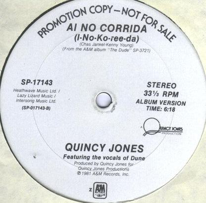 Quincy Jones : Ai No Corrida (I-No-Ko-Ree-Da) (12", Promo)