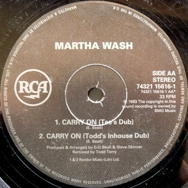 Martha Wash : Runaround + Carry On (The Todd Terry Dub Mixes) (12")