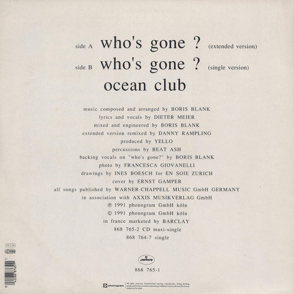 Yello : Who's Gone? (12", Maxi)