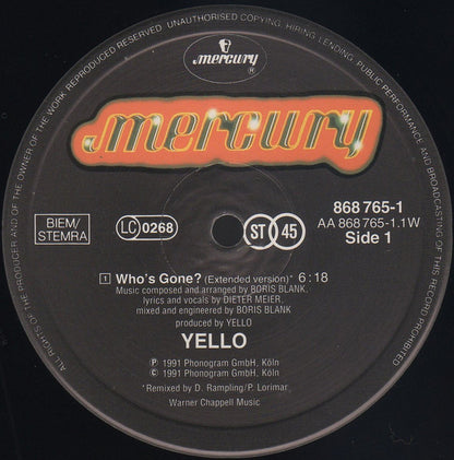 Yello : Who's Gone? (12", Maxi)