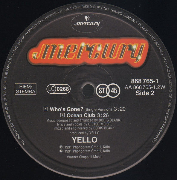 Yello : Who's Gone? (12", Maxi)