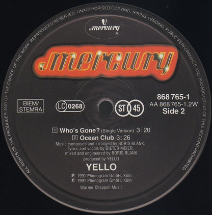 Yello : Who's Gone? (12", Maxi)