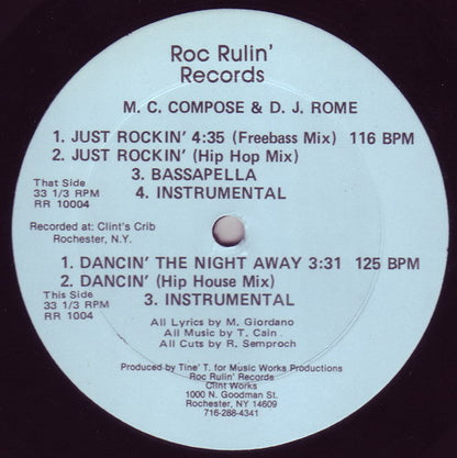M.C. Compose & D.J. Rome : Just Rockin' / Dancin' The Night Away (12")