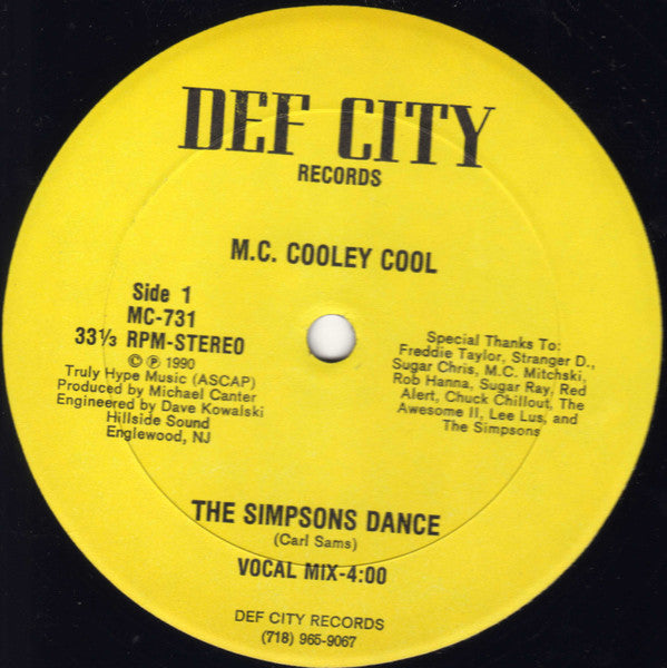 M.C. Cooley Cool : The Simpsons Dance (12")