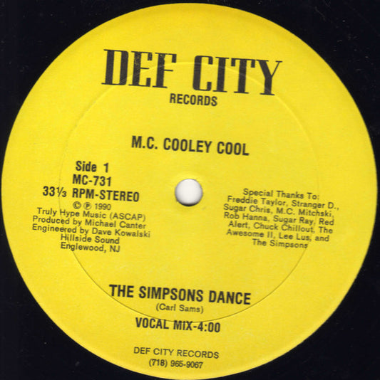 M.C. Cooley Cool : The Simpsons Dance (12")