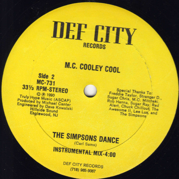 M.C. Cooley Cool : The Simpsons Dance (12")