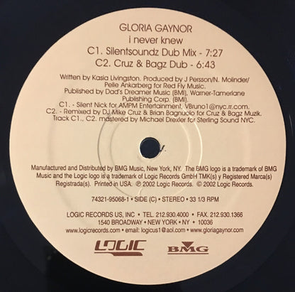 Gloria Gaynor : I Never Knew (2x12")
