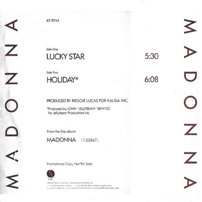 Madonna : Lucky Star / Holiday (12", Maxi, Promo)