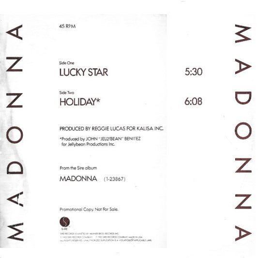 Madonna : Lucky Star / Holiday (12", Maxi, Promo)