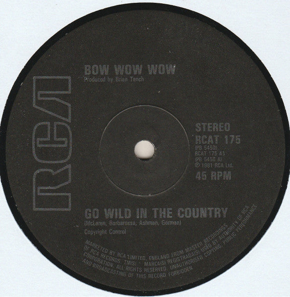 Bow Wow Wow : Go Wild In The Country (12", Single)