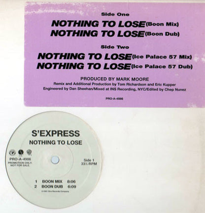 S'Express : Nothing To Lose (12", Promo)