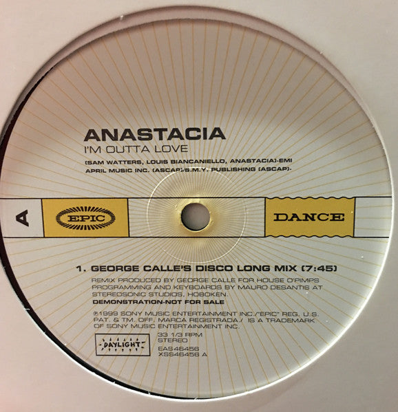 Anastacia : I'm Outta Love (12", S/Sided, Promo)