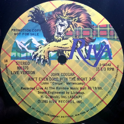 John Cougar* : Ain't Even Done With The Night (12", Promo)